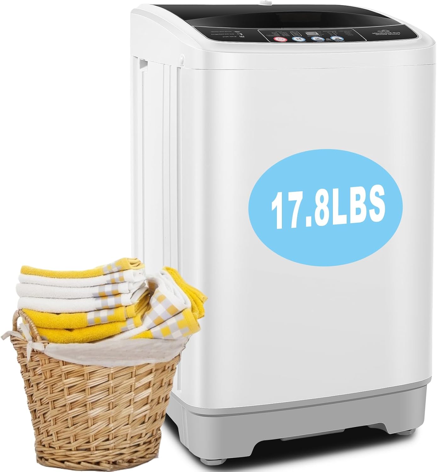 17.8Lbs Portable Washing Machine Portable Washer, 2.3 Cu.ft Washer and Dryer Combo with Drain Pump, 10 Programs 8 Water Level Compact Laundry Washer