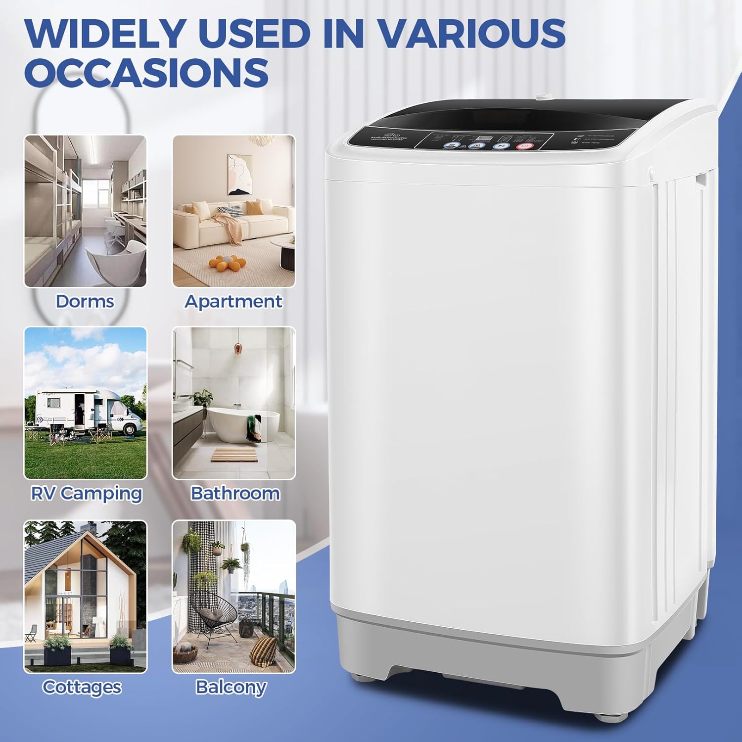 Portable Washing Machine, 17.8Lbs Capacity Portable Washer with Drain Pump, 10 Wash Programs 8 Water Levels, 2.4 Cu.ft Full-automatic Compact Washer Machine