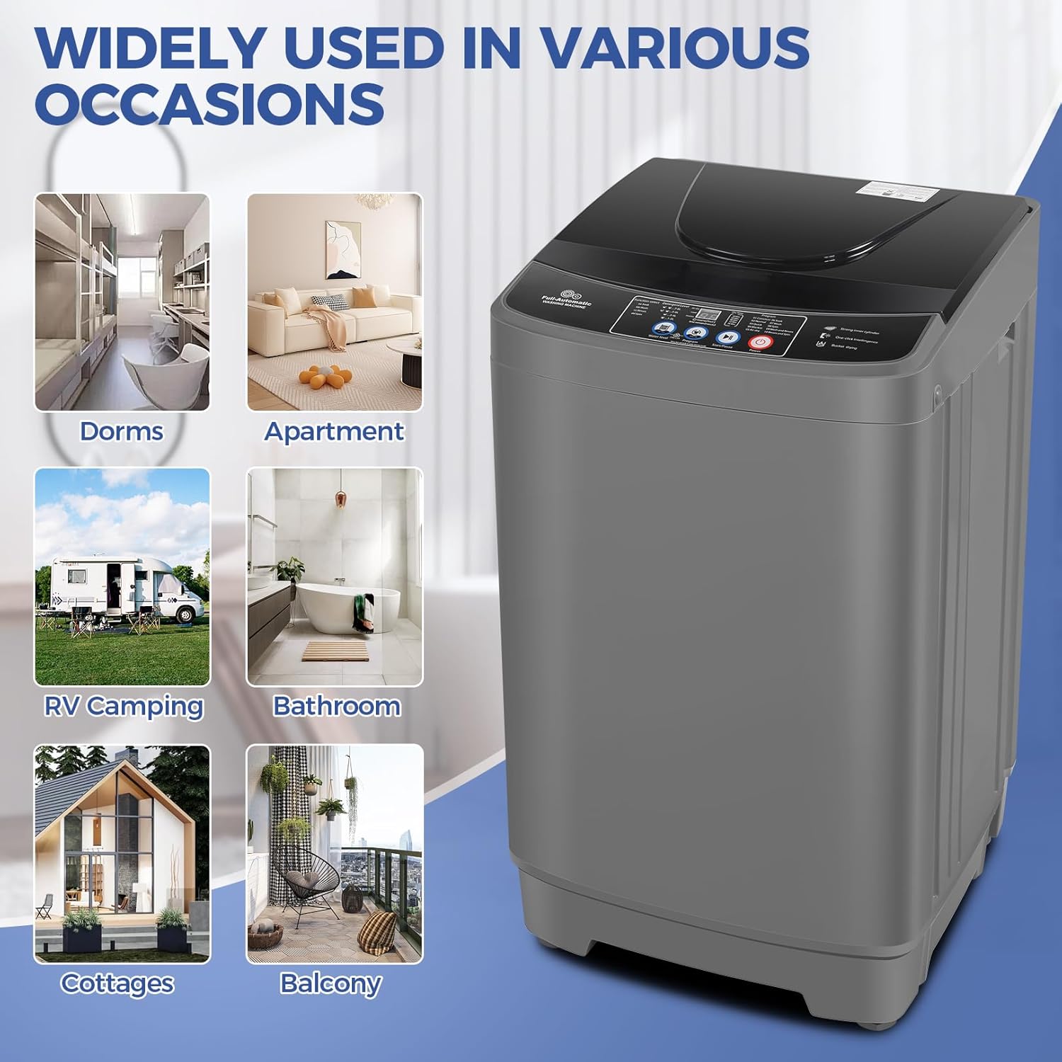20Lbs Capacity Full-Automatic Portable Washer, 2.8Cu.ft Washer and Dryer Combo with Drain Pump, LED Display, 10 Programs & 8 Water Levels
