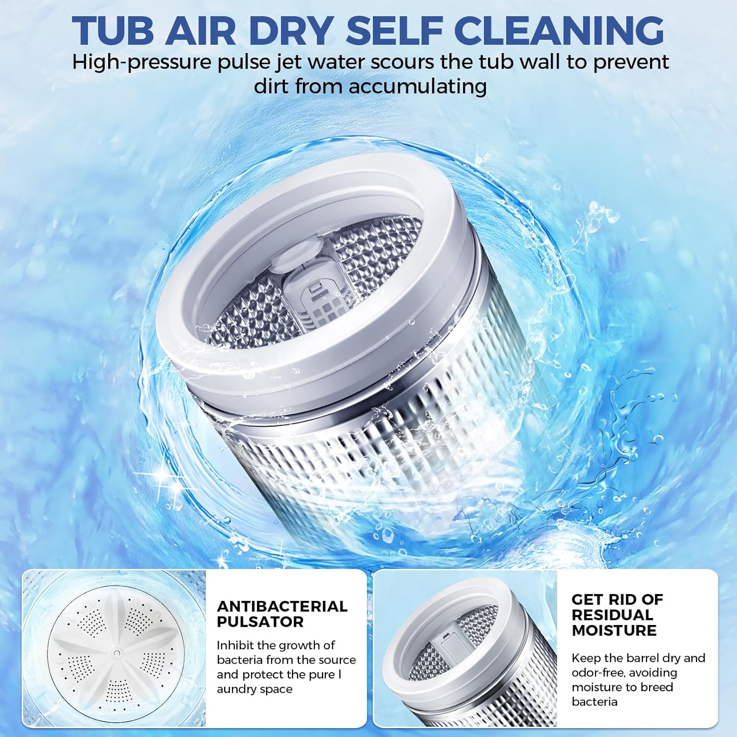 Washer and Dryer Combo with Glass Top Lid, LED Display, 10 Programs & 8 Water Levels for Apartment, Dorms, RV