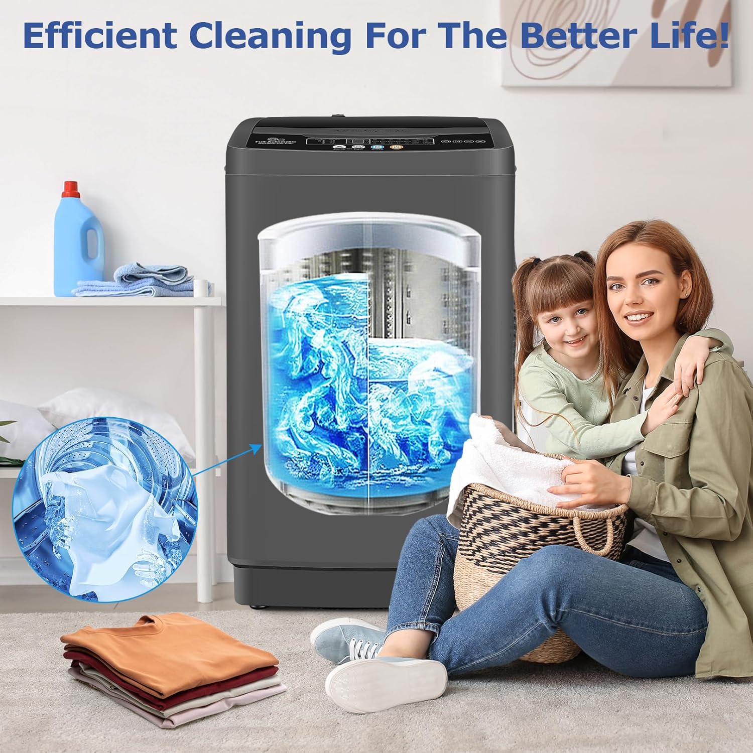 20Lbs Capacity Portable Washer Machine, 2.8Cu.ft Washer and Dryer Combo with 10 Programs 8 Water Levels Compact Washing Machine