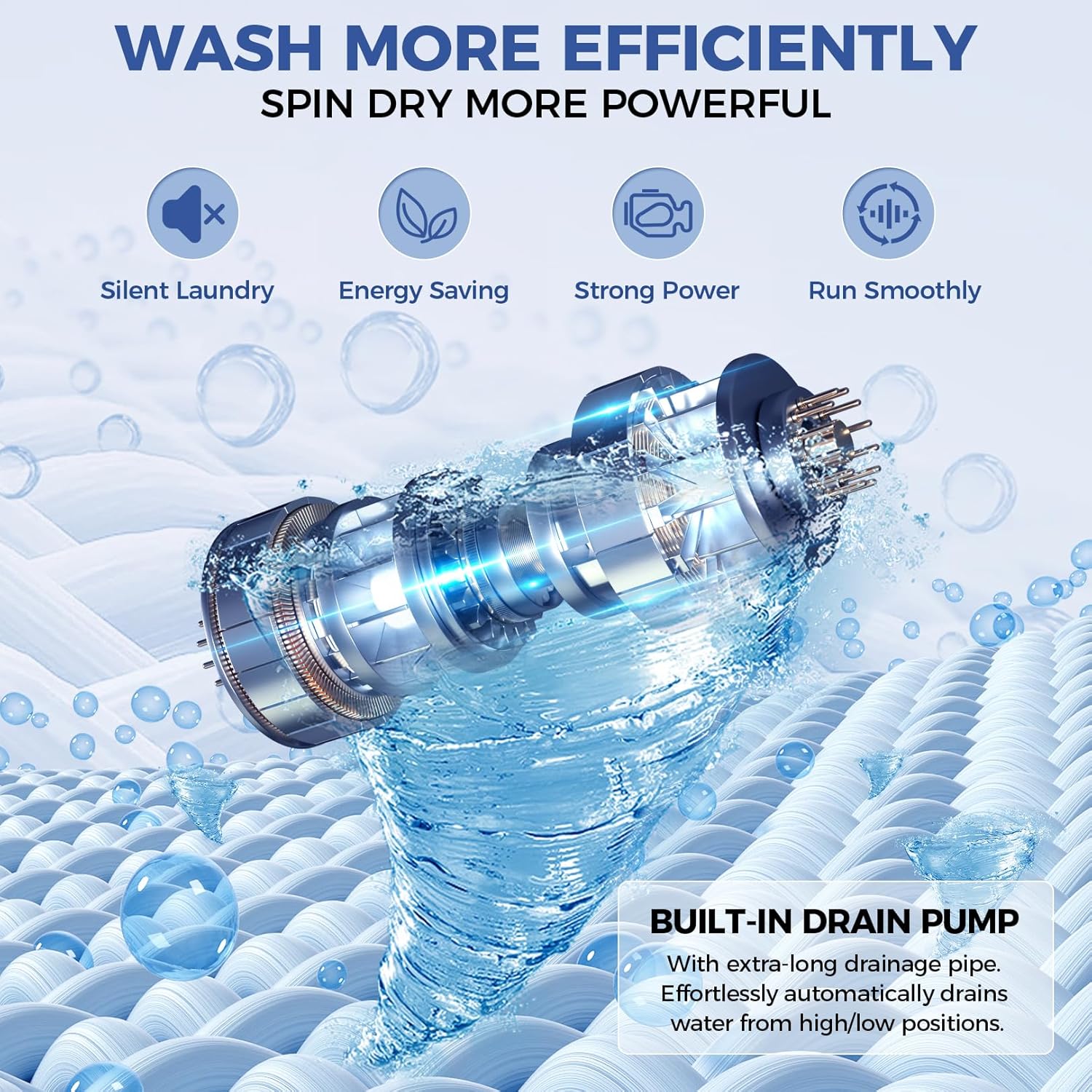 Portable Washer Machine with 10 Programs and 8 Water Levels Selections Mini Washing Machine