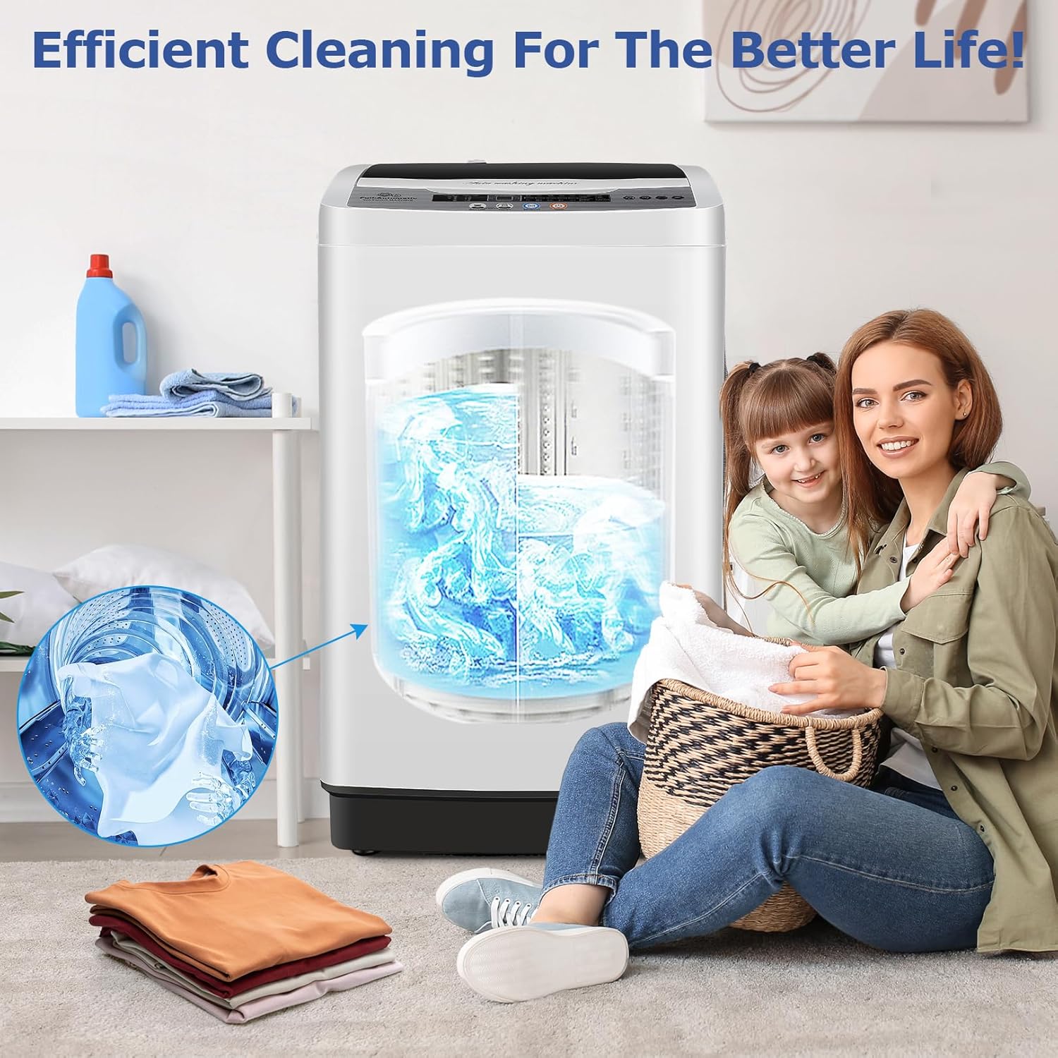 20Lbs Capacity Full-Automatic Portable Washer, 2.8Cu.ft Washer and Dryer Combo with Drain Pump, LED Display, 10 Programs & 8 Water Levels
