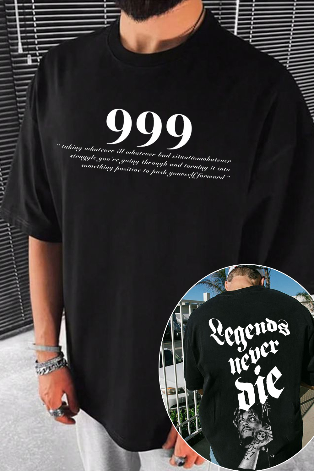Juice WRLD999 Double-sided printed short-sleeved men's T-shirt