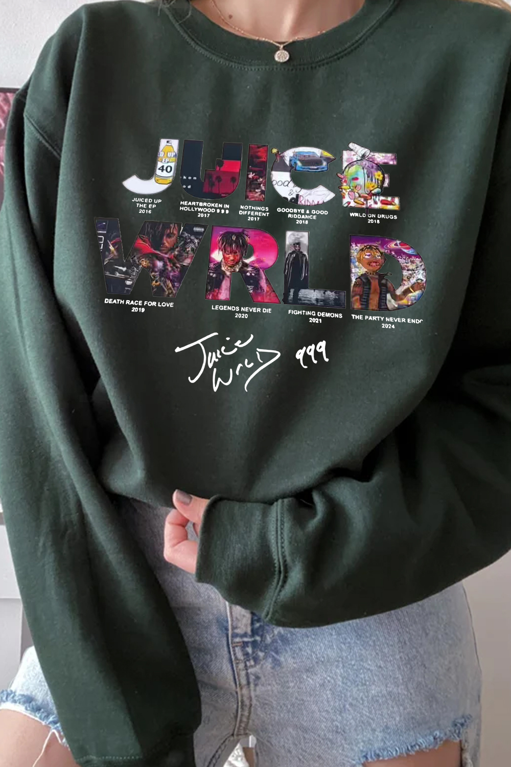 juice wrld round neck women's sweatshirt