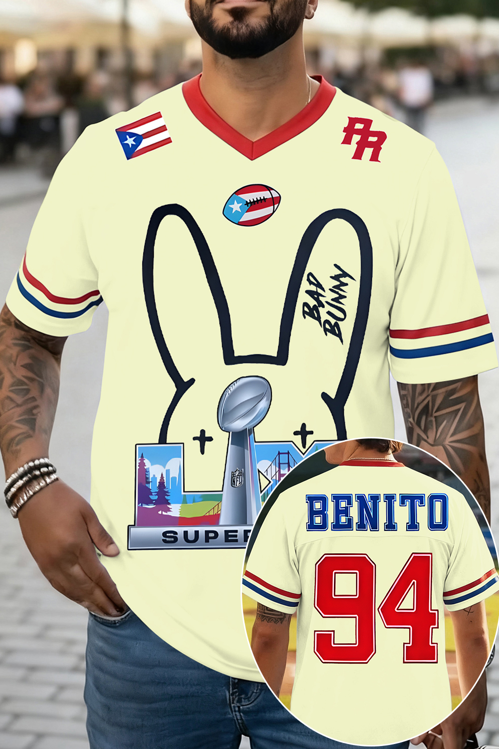 Bunny Ears Bad Bunny🏈 Benito Football Jersey