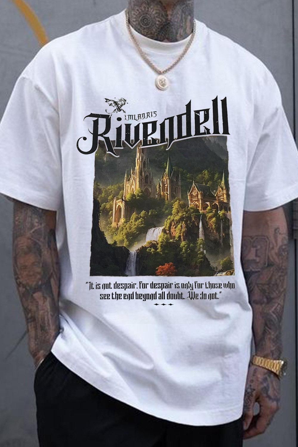 Lord of the Rings printed lettering short-sleeved T-shirt