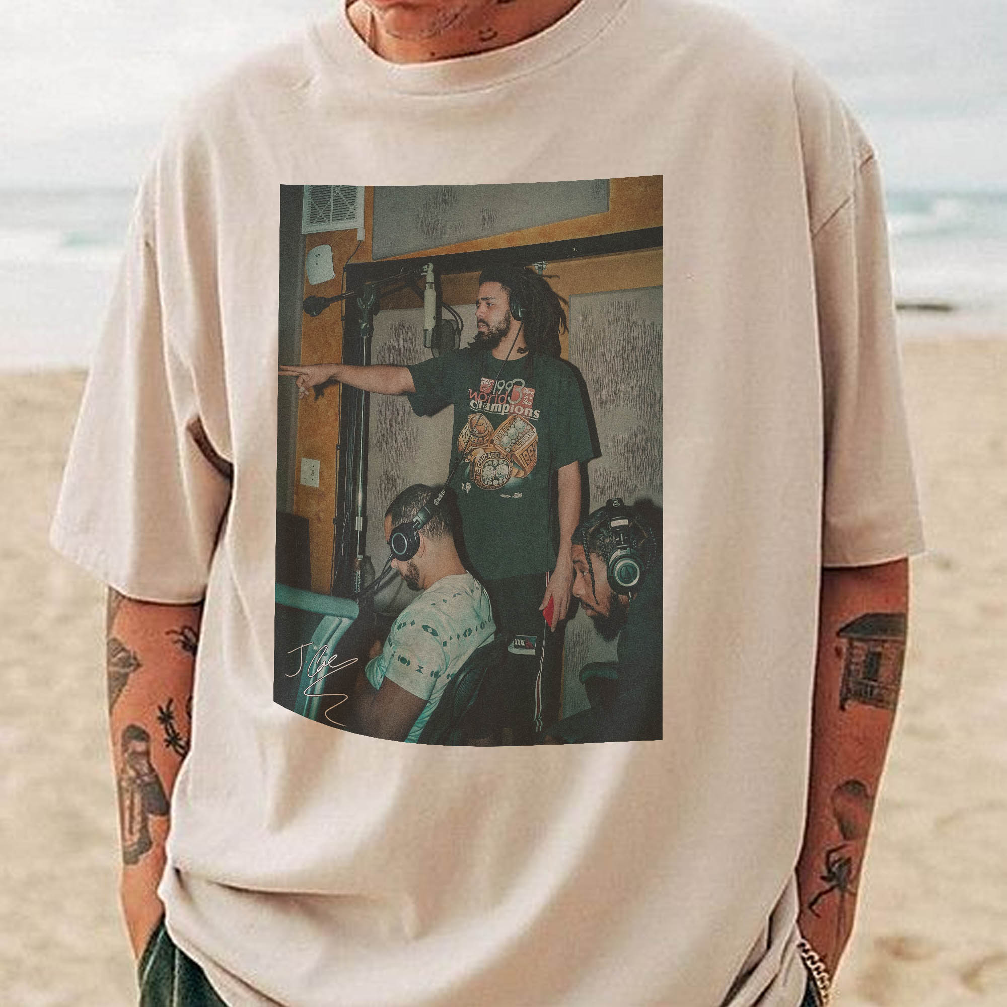 J Cole x Lute Boom Bap Type Beat Set Backs  Sweatshirt