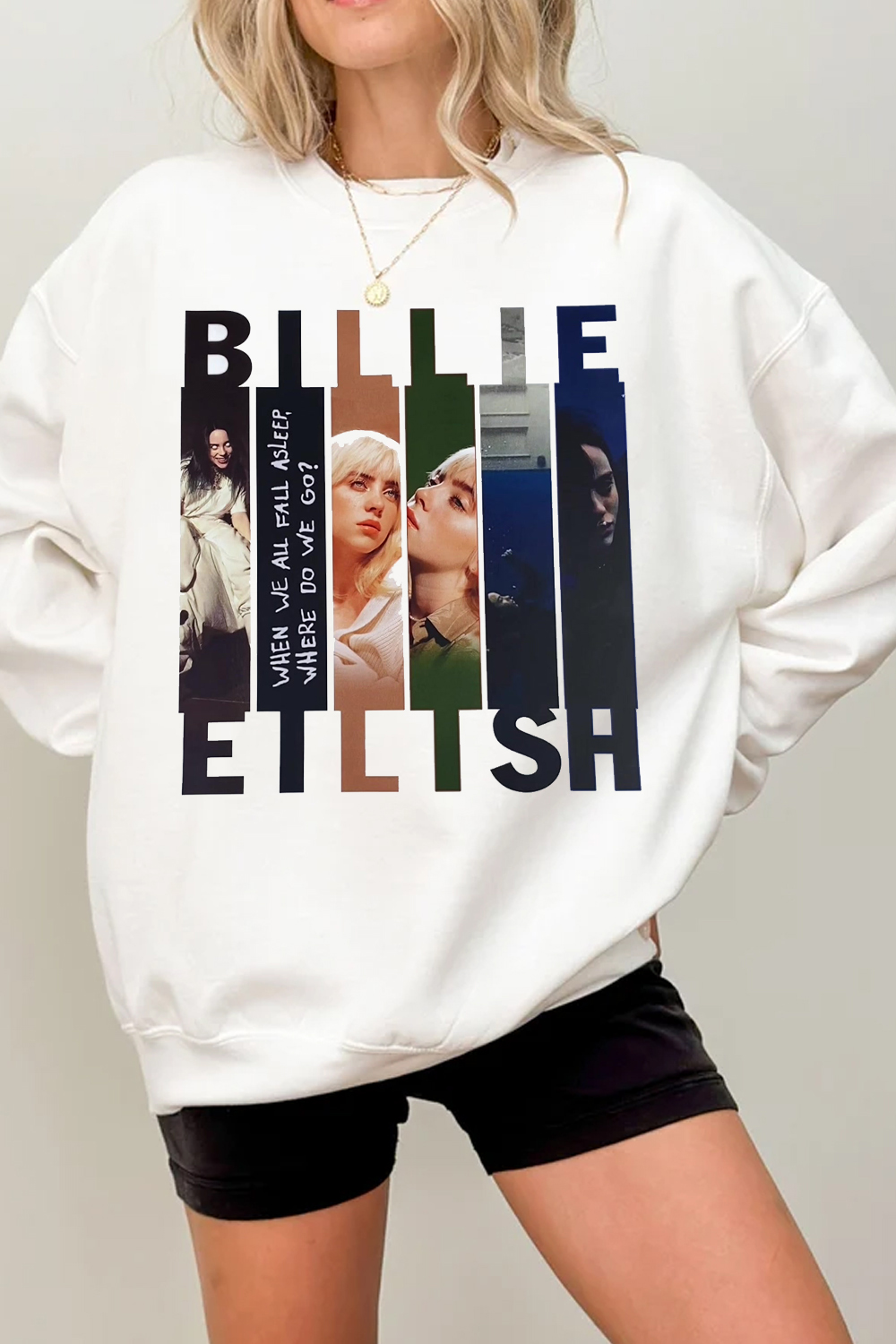 Billie Eilish poster letter casual print sweatshirt