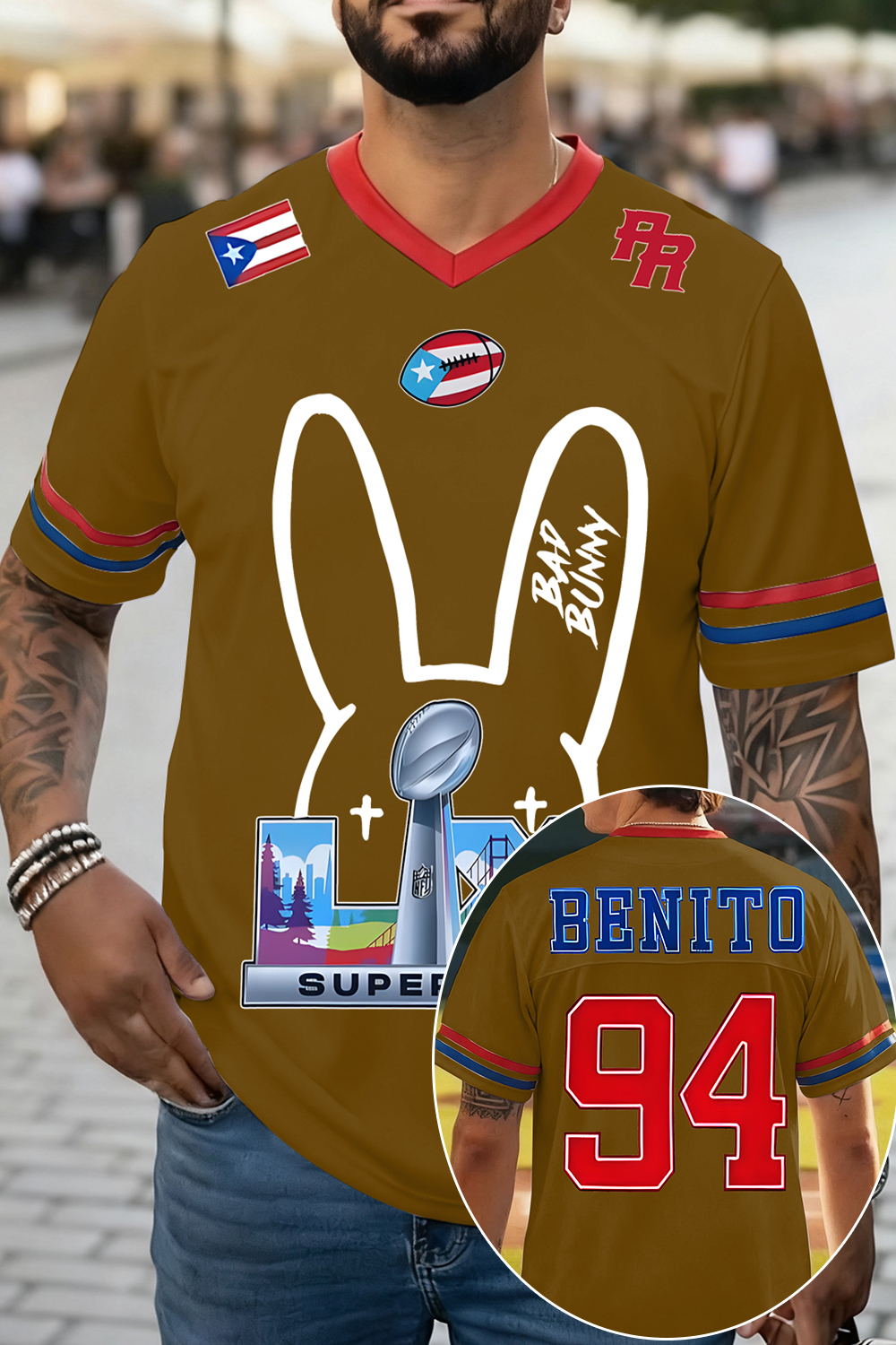 Bunny Ears Bad Bunny🏈 Benito Football Jersey