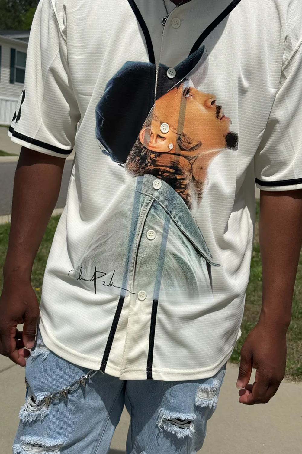 CB colorblock baseball jersey