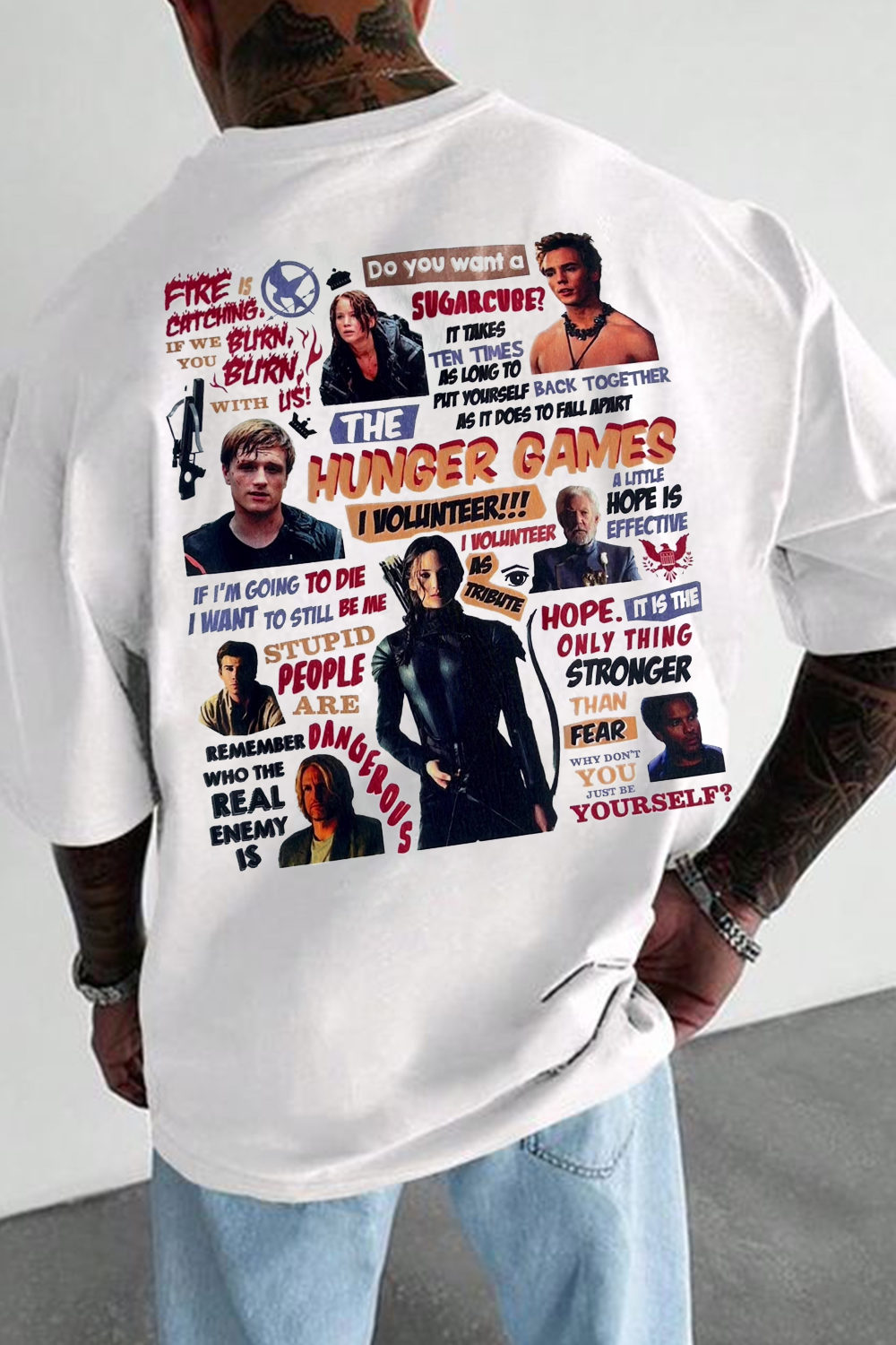 Movie And Tv Cartoon Back Print Round Neck Short Sleeve T-Shirt