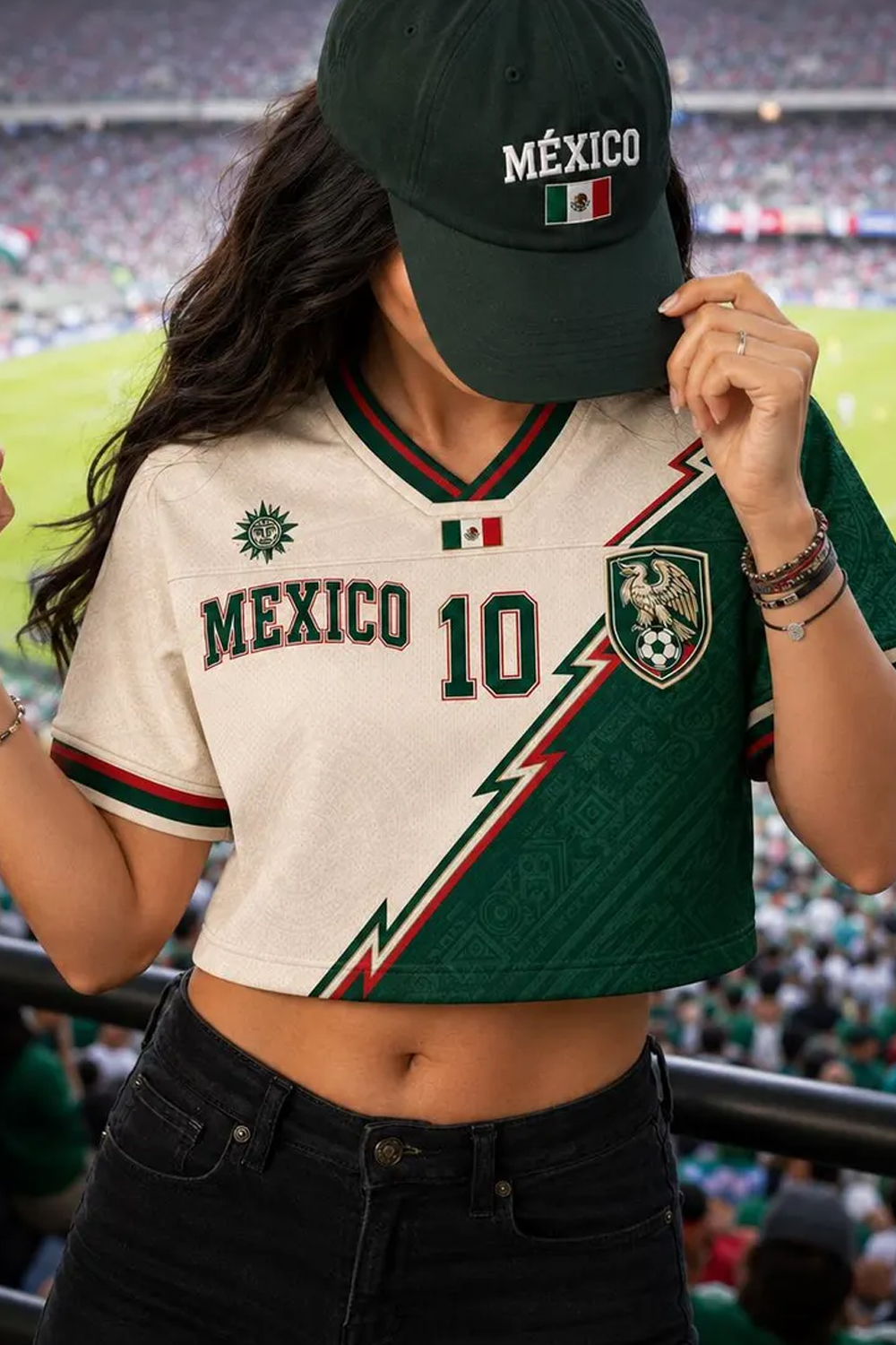 Custom Mexico Soccer Crop Top Jersey