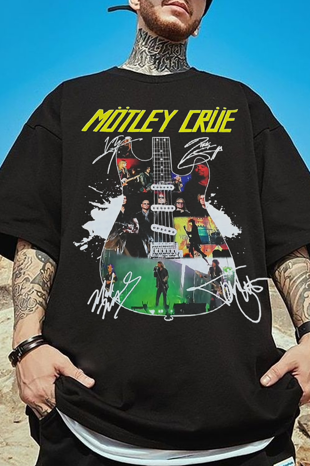 Motley Crue Guitar Signature Graphic T‑Shirt