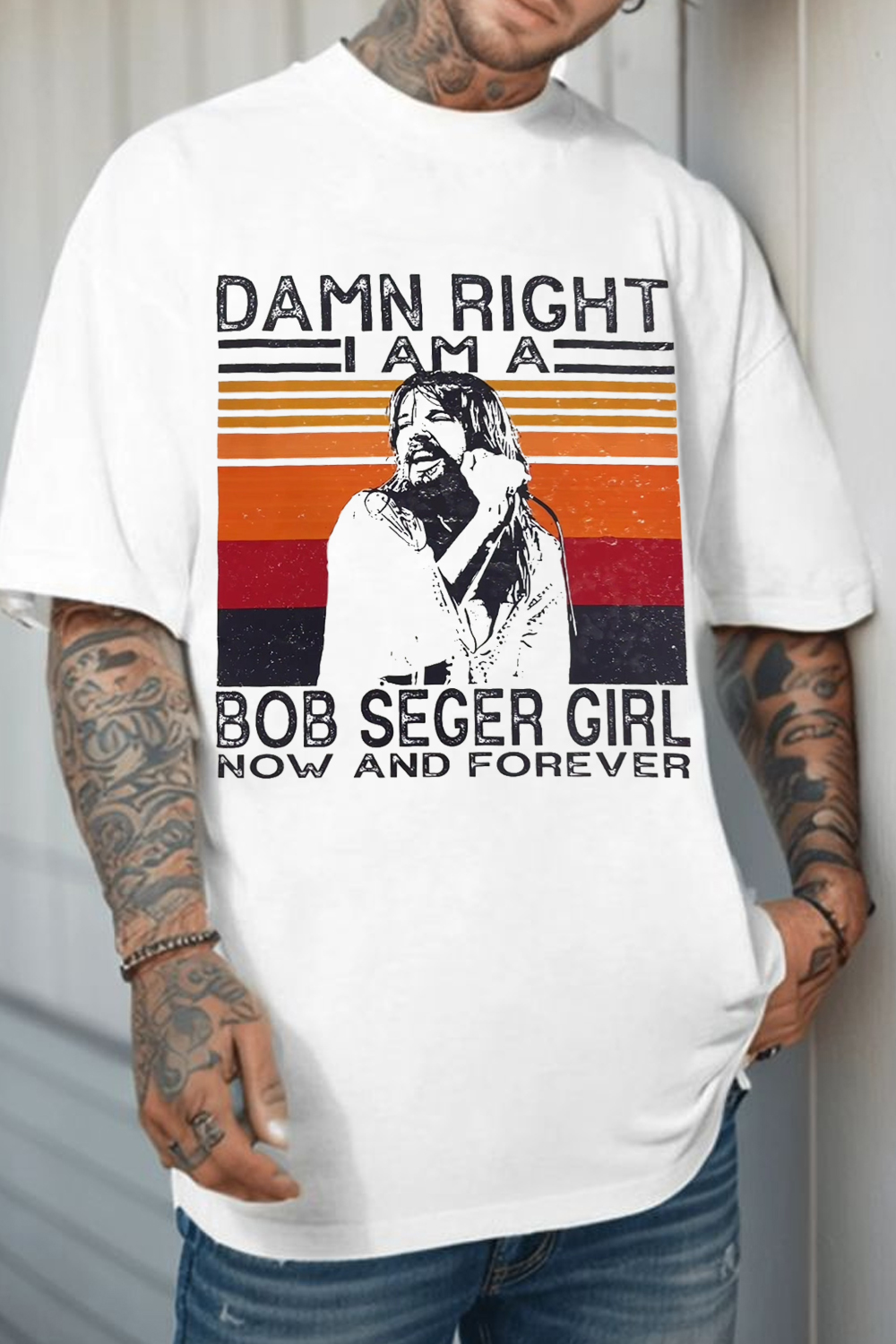 Bob Seger Girl Retro Stripe Graphic T-Shirt