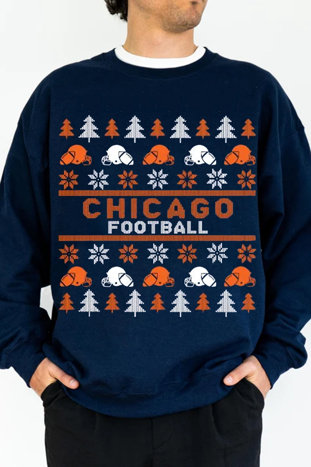 Have A Good Better Best Christmas Chicago Football Ugly Pattern Sweatshirt