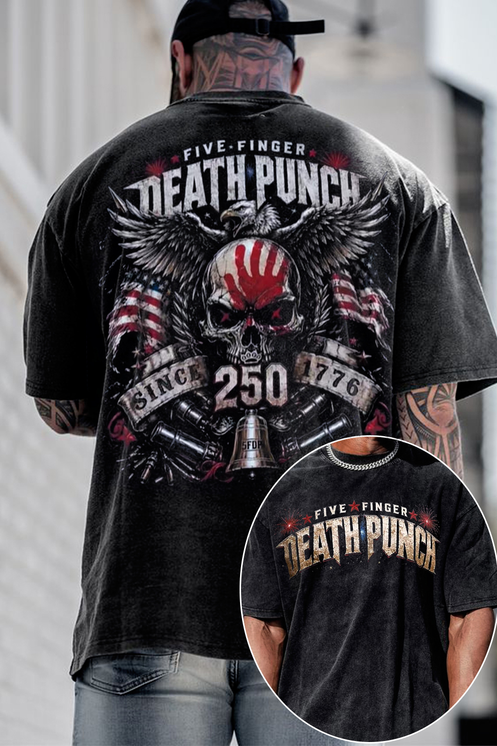 Five Finger Death Punch Washed Cotton Printed Tee