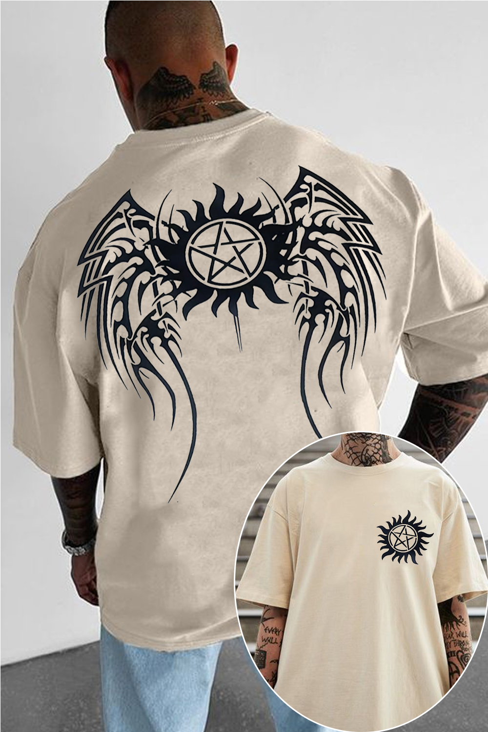 Supernatural wings and pentagram t-shirt