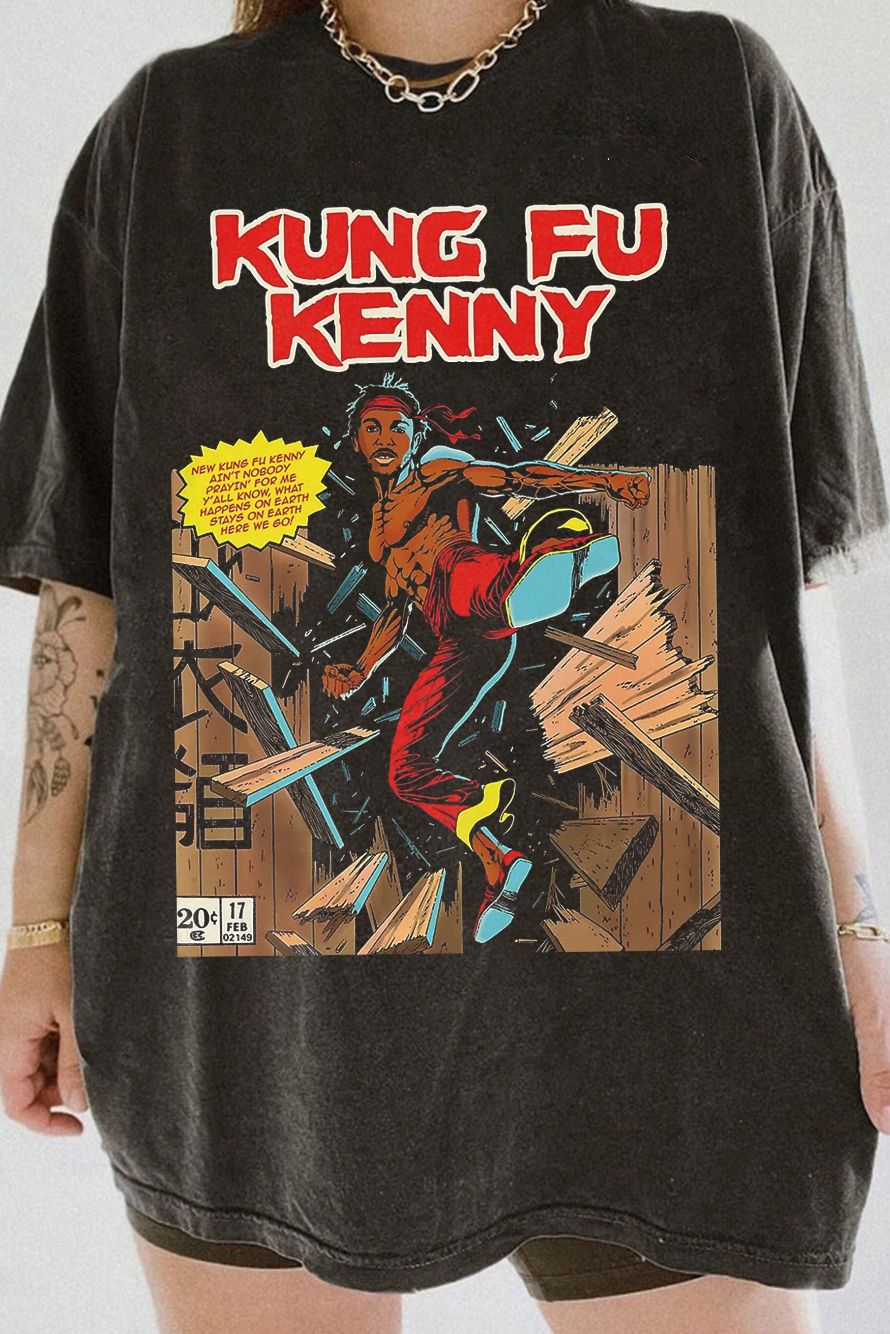 Kendrick Lamar Inspired Kung Fu  Vintage 90's Comic Style Tee For Women