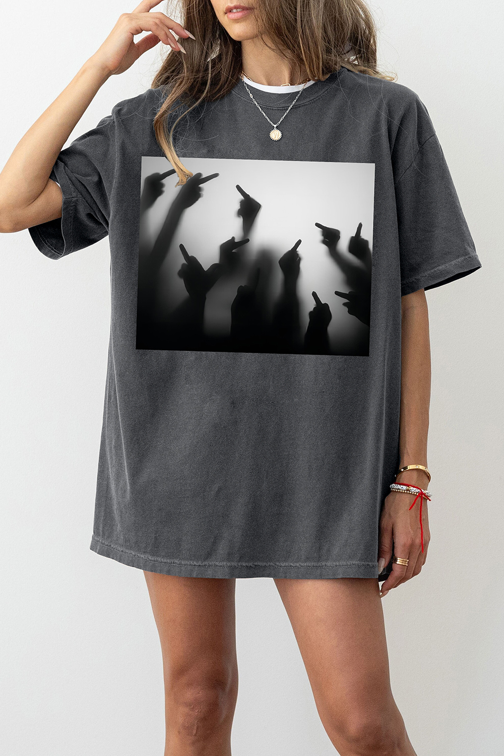 Reflection of Many People Giving Middle Fingers Tee For Women