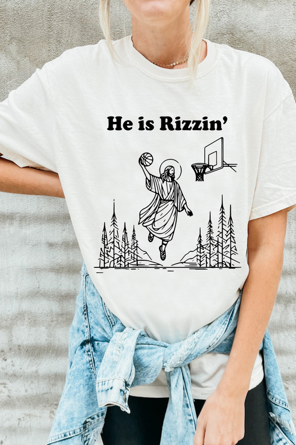 He Is Rizzin' Funny Jesus Tee For Women