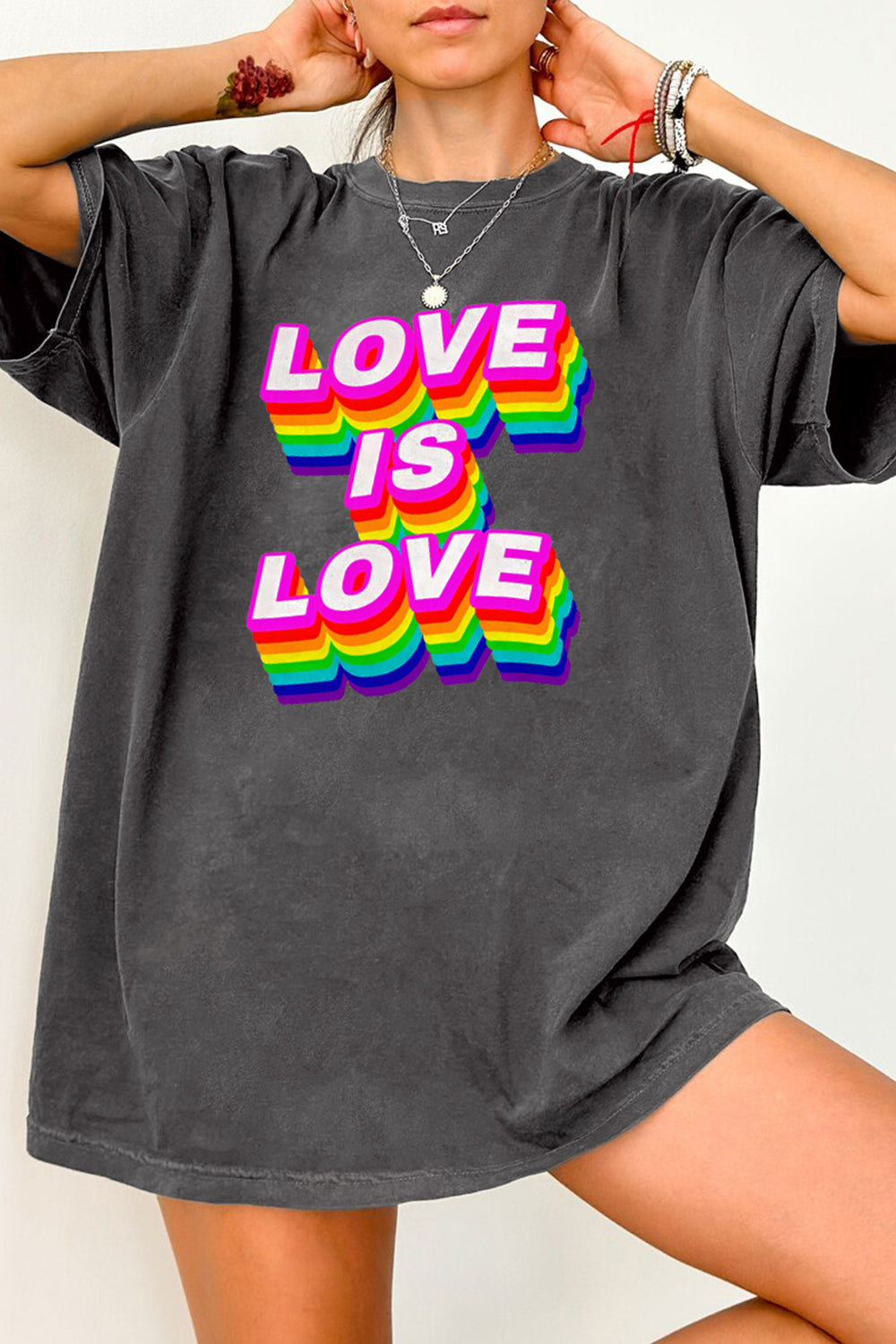 Rainbow LGBT LOVE IS LOVE Tee For Women