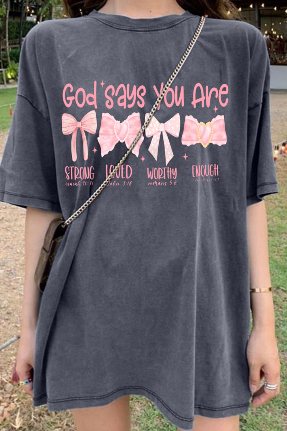 God Says I Am Coquette Pink Bow Tee For Women