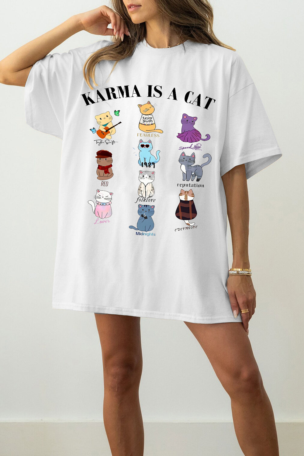 Karma Is A Cat Taylor Eras Cat Lover Tee For Women