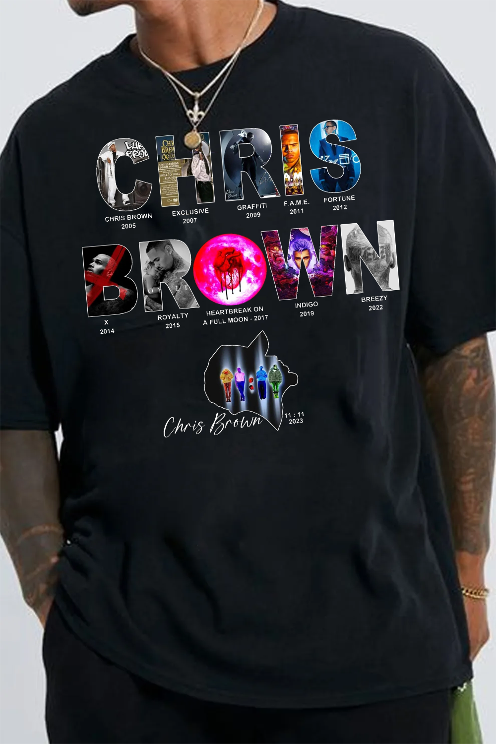 Chris Brown single-sided printed men shirt
