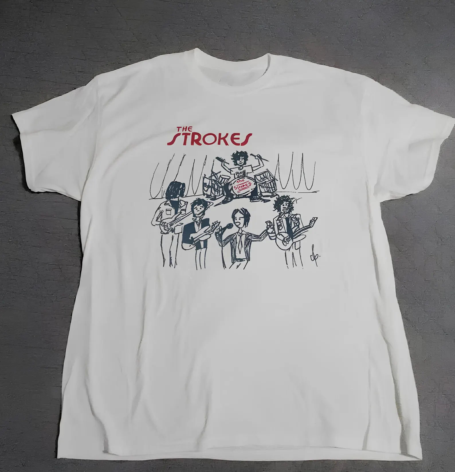 The Strokes band Tour Reprint Fans T-shirt White Gildan Classic