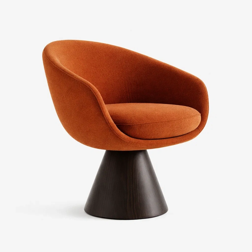 Fauteuil pivotant moderne orange avec base noire-roommotive