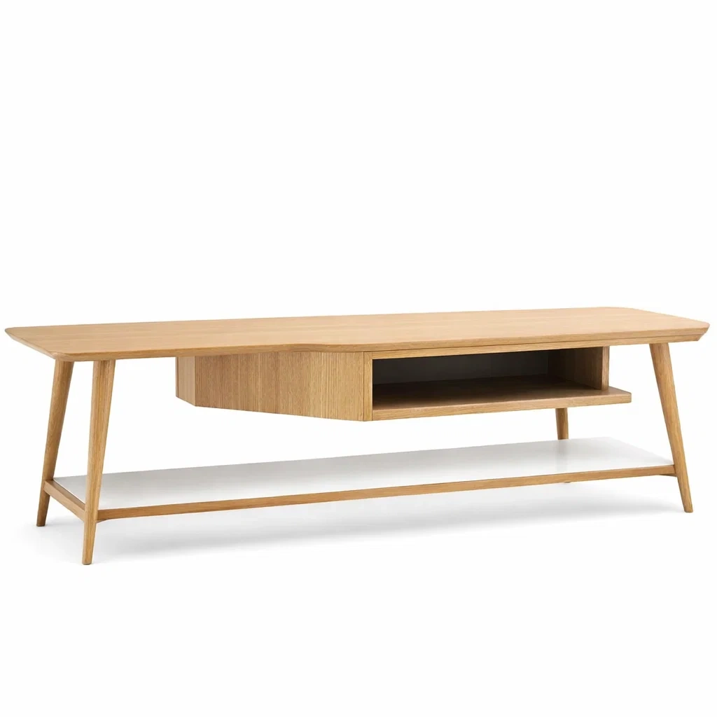 Meuble TV bois clair avec etagere ouverte-roommotive