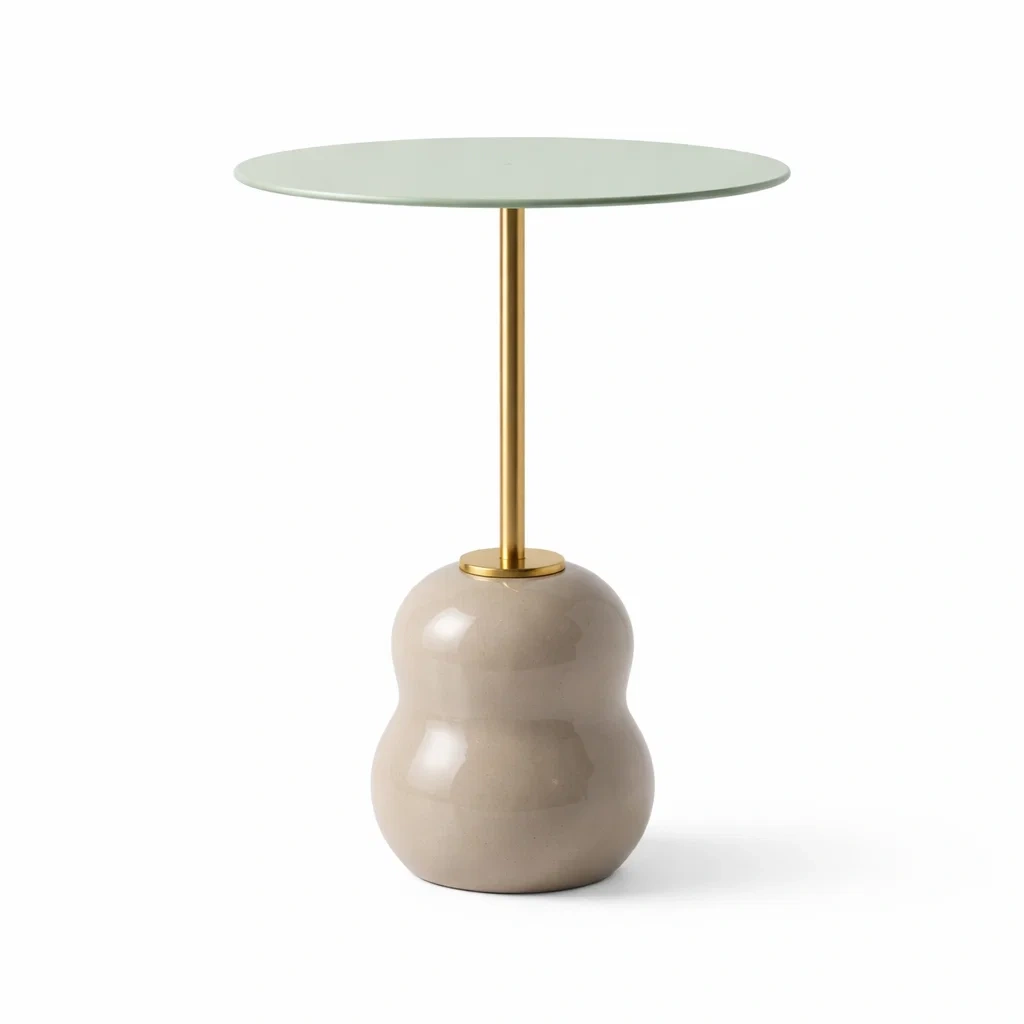 Table dappoint ronde design moderne pied ceramique-roommotive