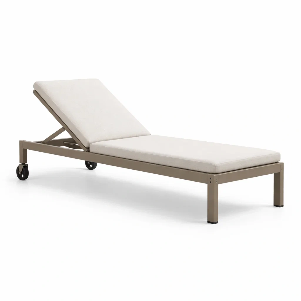 Chaise longue exterieur moderne structure metal roulettes