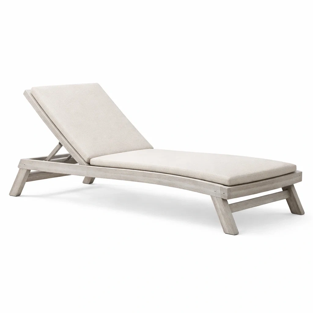 Chaise longue exterieur bois clair style contemporain