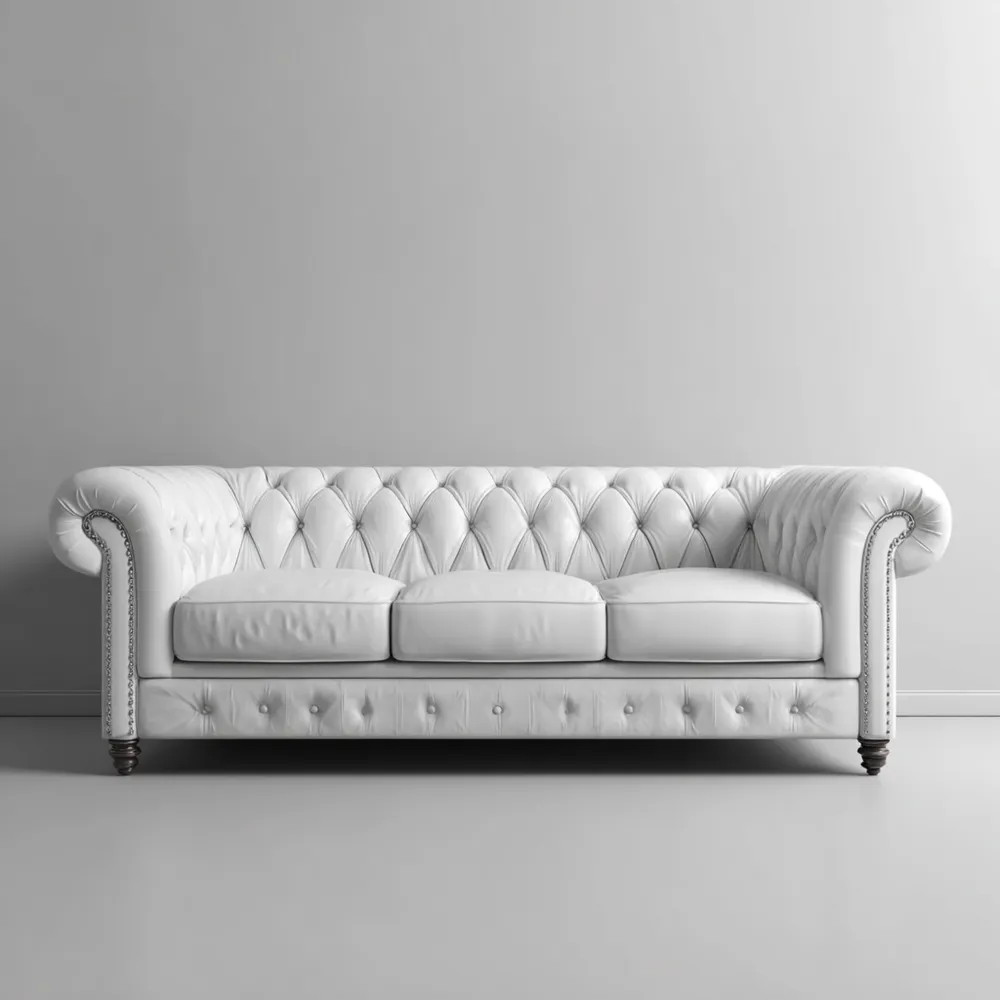 3-Sitzer-Sofa Leder 220x85x75 cm – Weiß – Klassisches Design-Modernivio