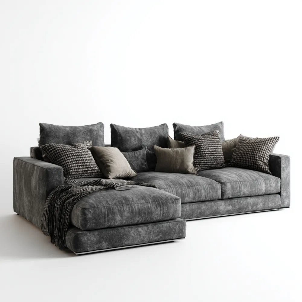 Ecksofa Stoff 220x150x85 cm – Dunkelgrau – Modernes Design-Modernivio