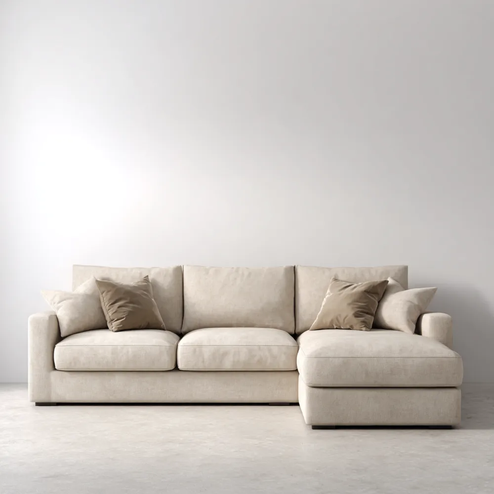 Ecksofa Stoff 230x150x85 cm – Creme – Modernes Design-Modernivio