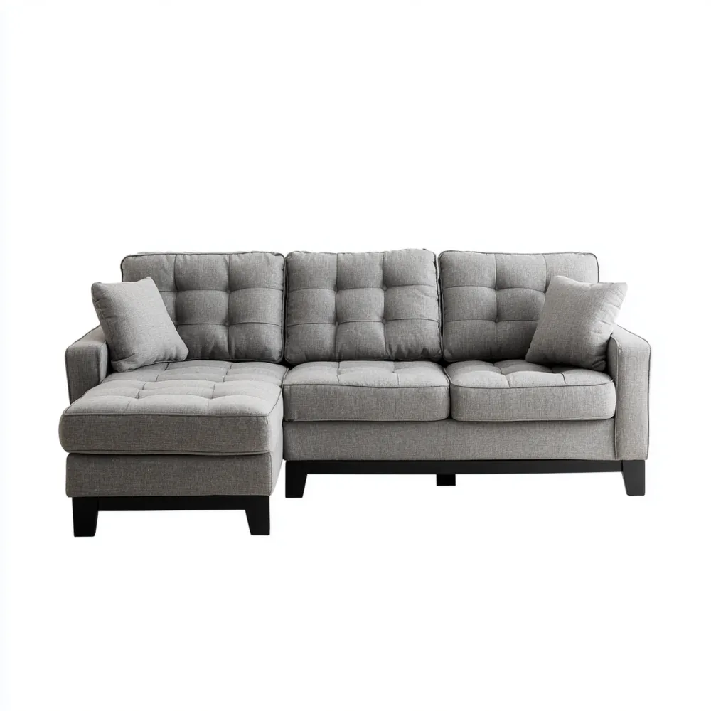 Modernes Ecksofa 250x150x85 cm - Hellgrau Stoff-Modernivio