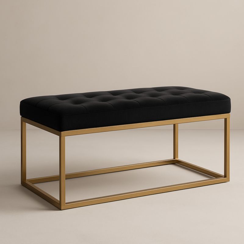 Banc rectangulaire en métal et tissu noir