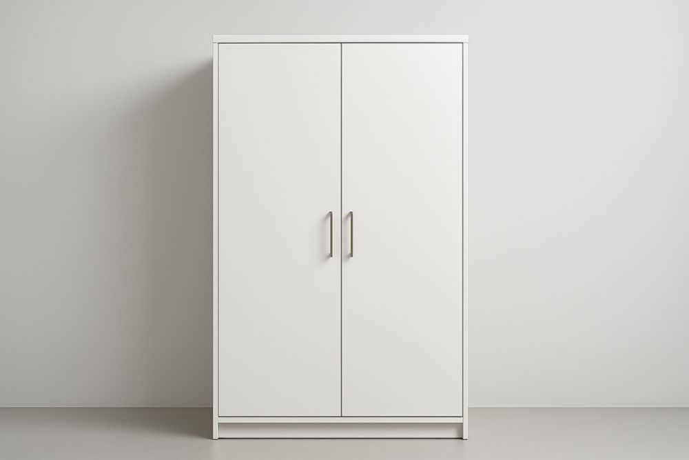 Armoire blanche en panneaux de particules avec poignées en métal 200x100x50 cm