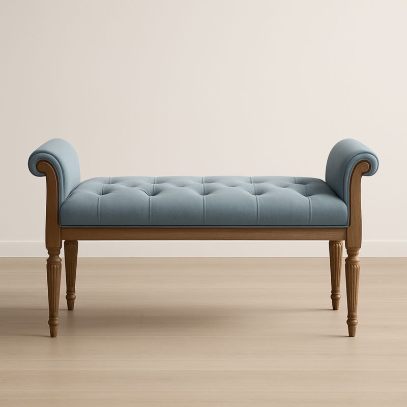 Banc en Bois et Tissu Bleu 120 cm