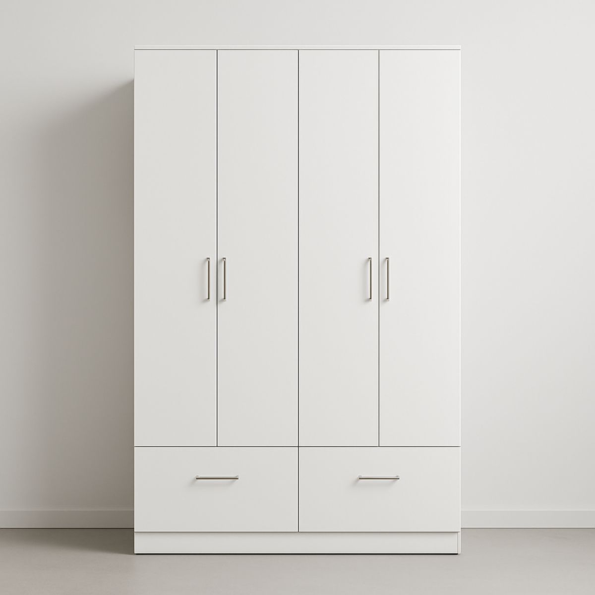 Armoire blanche en MDF avec 4 portes et 2 tiroirs 180x120x52 cm