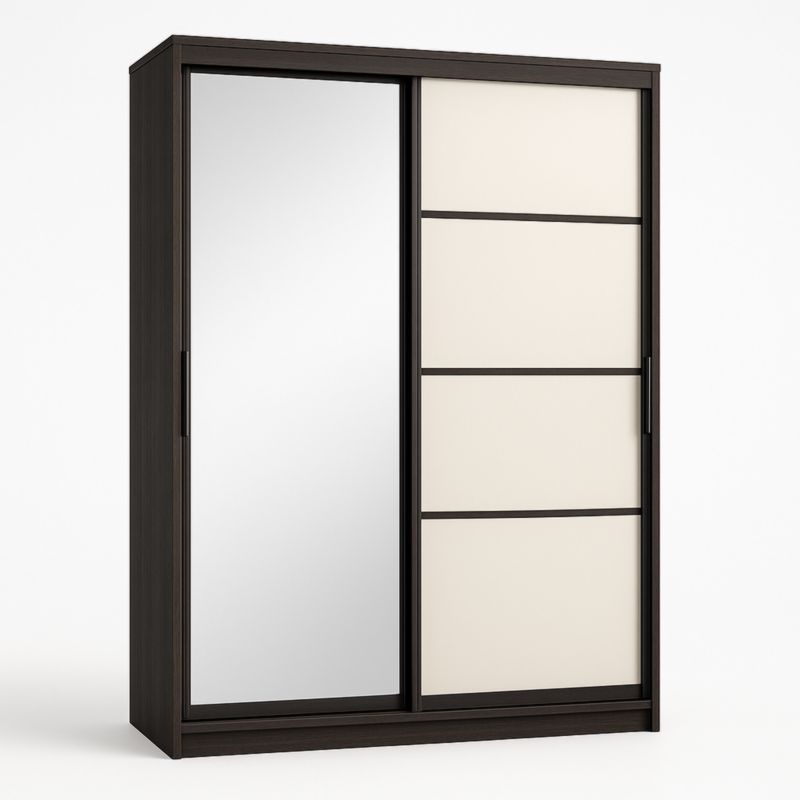 Armoire en Bois avec Portes Coulissantes et Miroir 180x60x200 cm