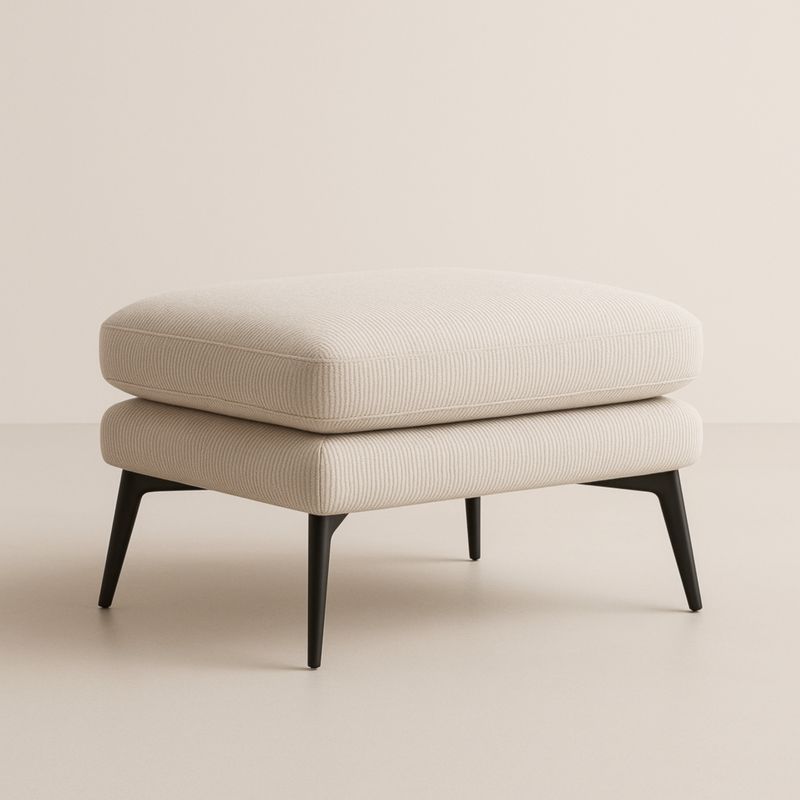 Repose-pieds tissu crème avec pieds en métal