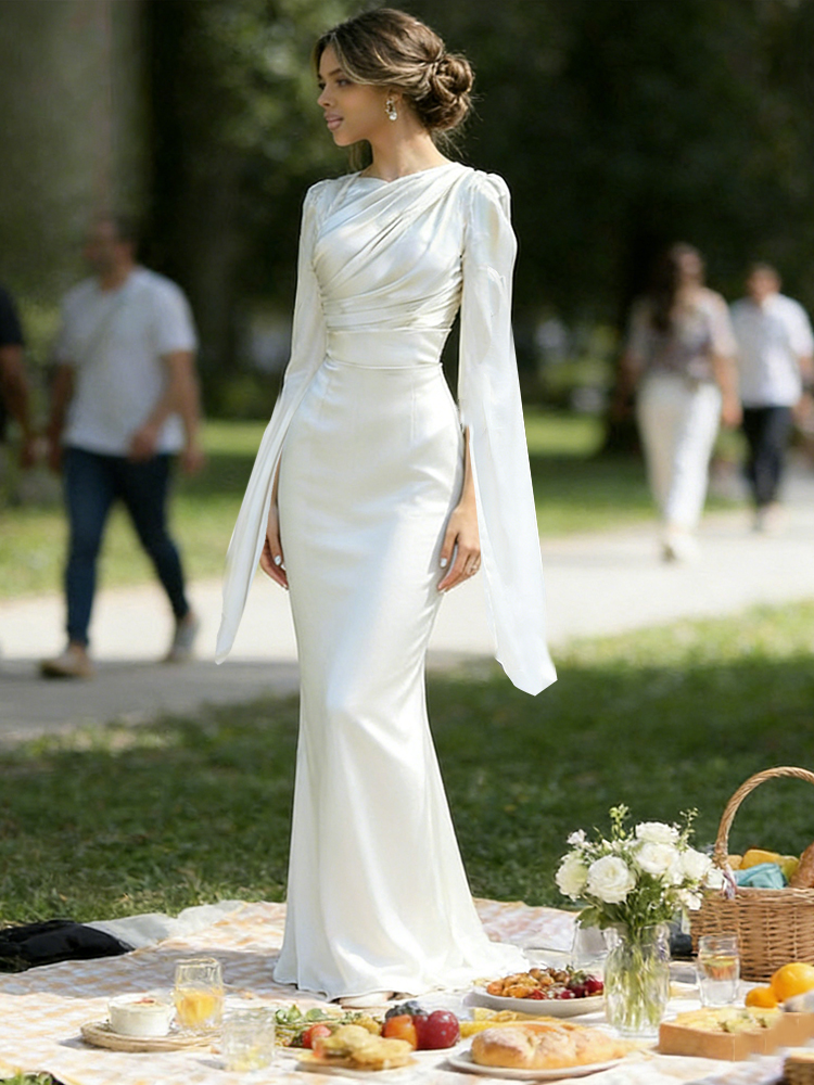 Classy Godness Flowy Satin Maxi Dress-elviree