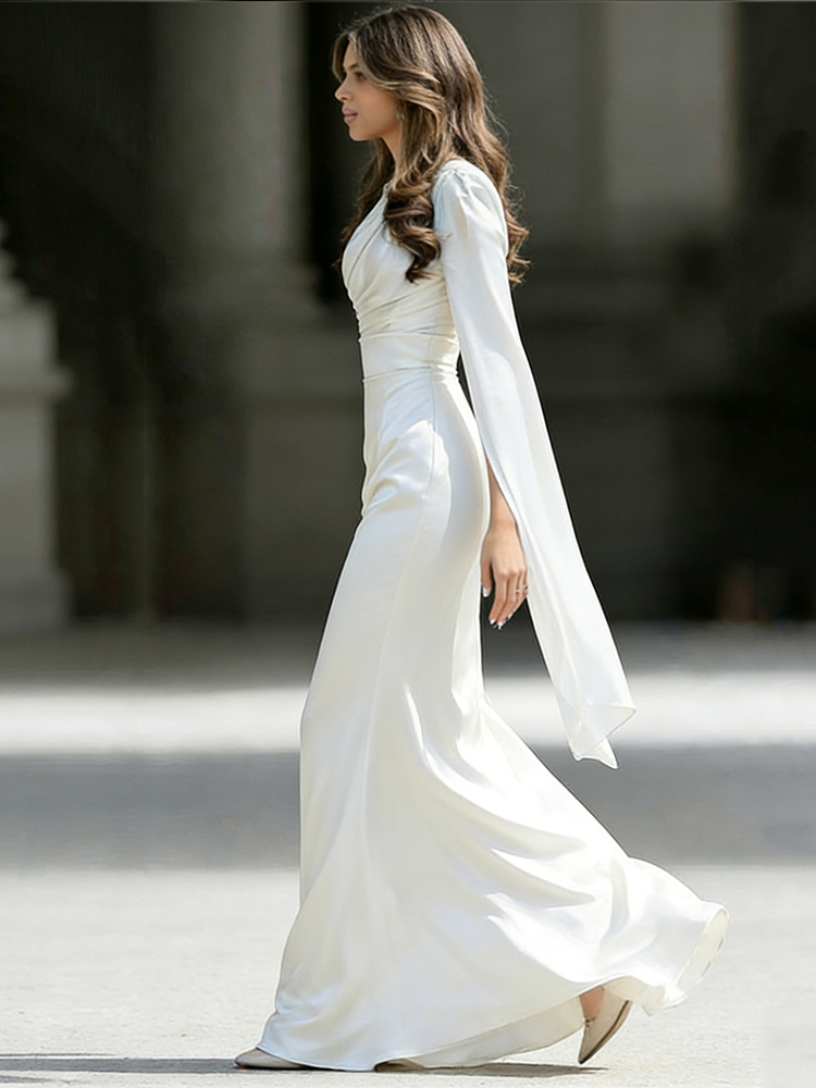 Classy Godness Flowy Satin Maxi Dress-elviree