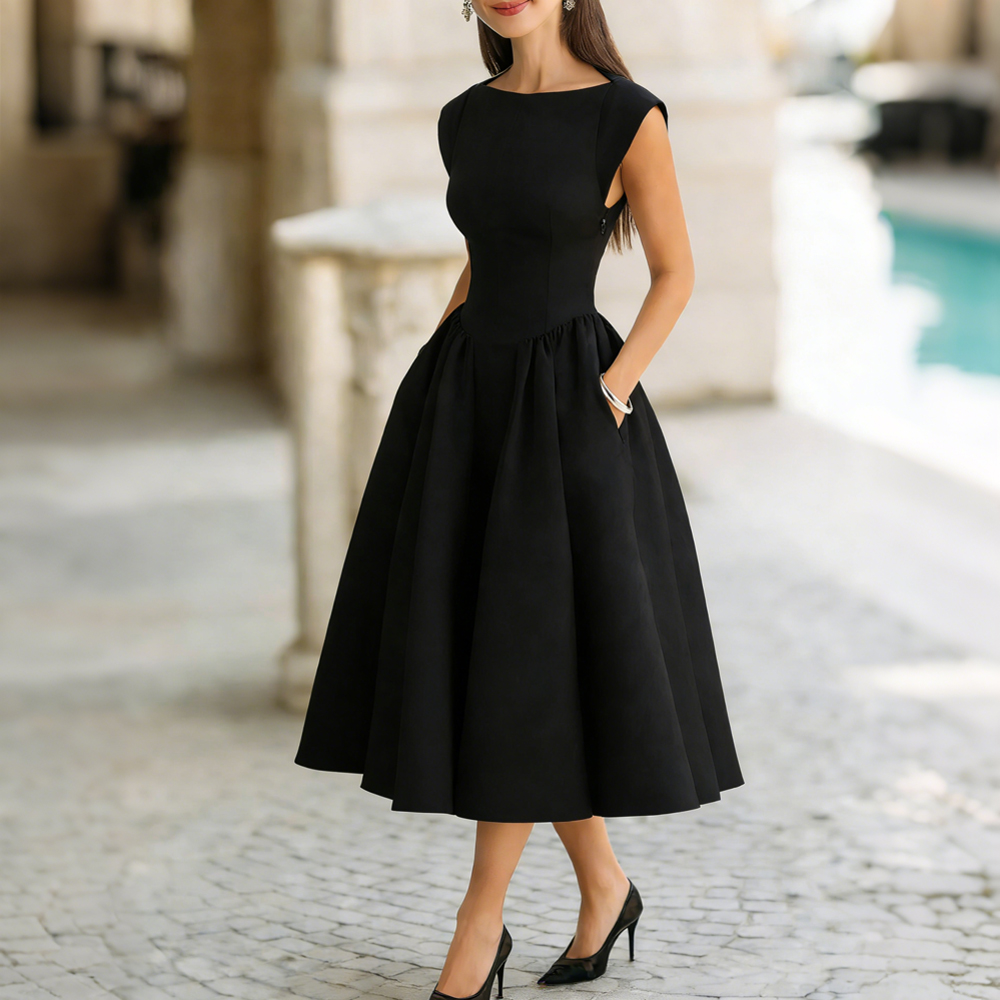 Classy Wide Skirted Backless Maxi Dress-elviree