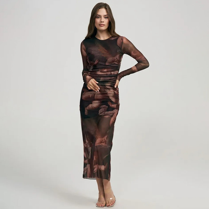 Women's Retro Slim Fit Fashion Printed Dress-elviree