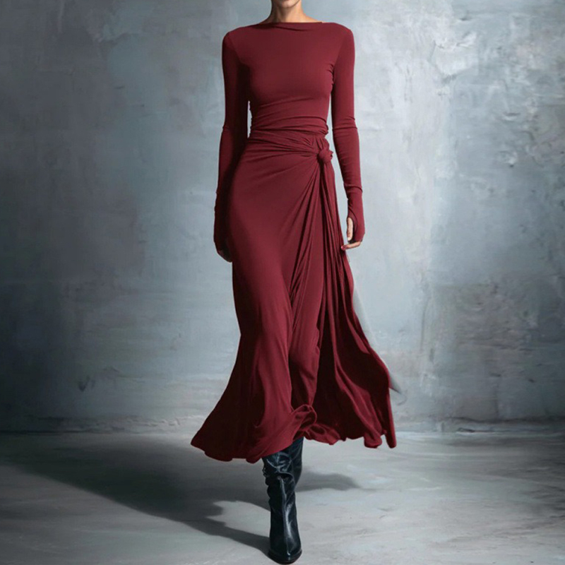 Elegant And Simple Women's Long-sleeved Dress-elviree